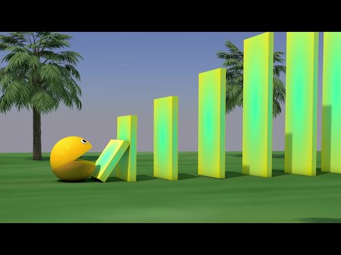 pacman vs big domino effect| Domino effect simulation | big domino effect v2