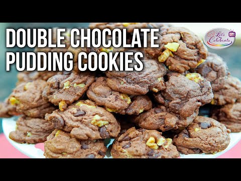 Double Chocolate Pudding Cookies with Walnuts from Scratch