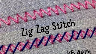 Zig Zag Stitch | Hand embroidery Stitches for beginners | Embroidery tutorial | vb Arts