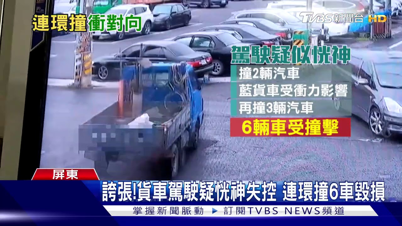 誇張!貨車駕駛疑恍神失控 連續撞毀6車