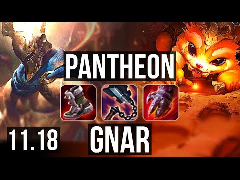 PANTHEON vs GNAR (TOP) | 5/0/6, Rank 4 Panth, Rank 13 | KR Challenger | v11.18