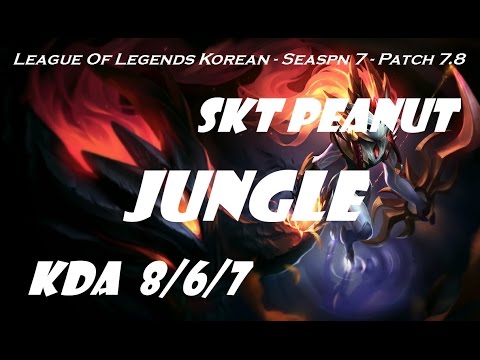 Jungle - SKT T1 Peanut Kindred vs Leesin Patch 7.8 - League Of Legends Korean Ranked Challenge