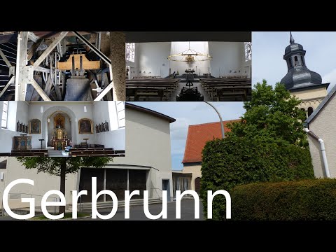 Gerbrunn (WÜ) Glockenkonzert der vier Glocken der neuen und alten Pfarrkirche (Turmaufnahme)