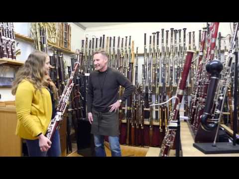 Wolf Kronwalt bassoon with Peter Wolf, instrument maker and Jessica Nelson, MMI bassoon specialist