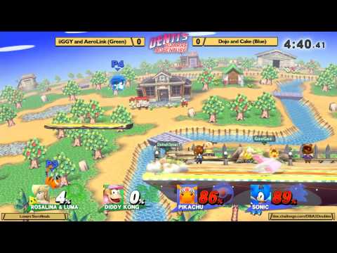 DBA3 Smash4 Wii U - iiGGY and AeroLink (Green) vs Dojo and Cake (Blue0 - Losers Semifinals