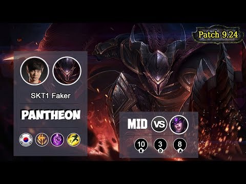 SKT1 FAKER Pantheon MID VS Syndra | LOL | S9 KR Grandmaster - Full Gameplay