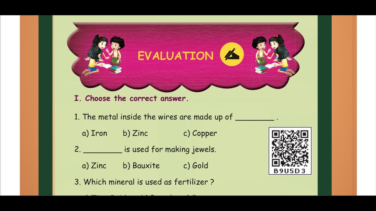3 rd S.SCIENCE- TERM 3 - UNIT 2 - MINERAL RESOURCES - EVALAUATION