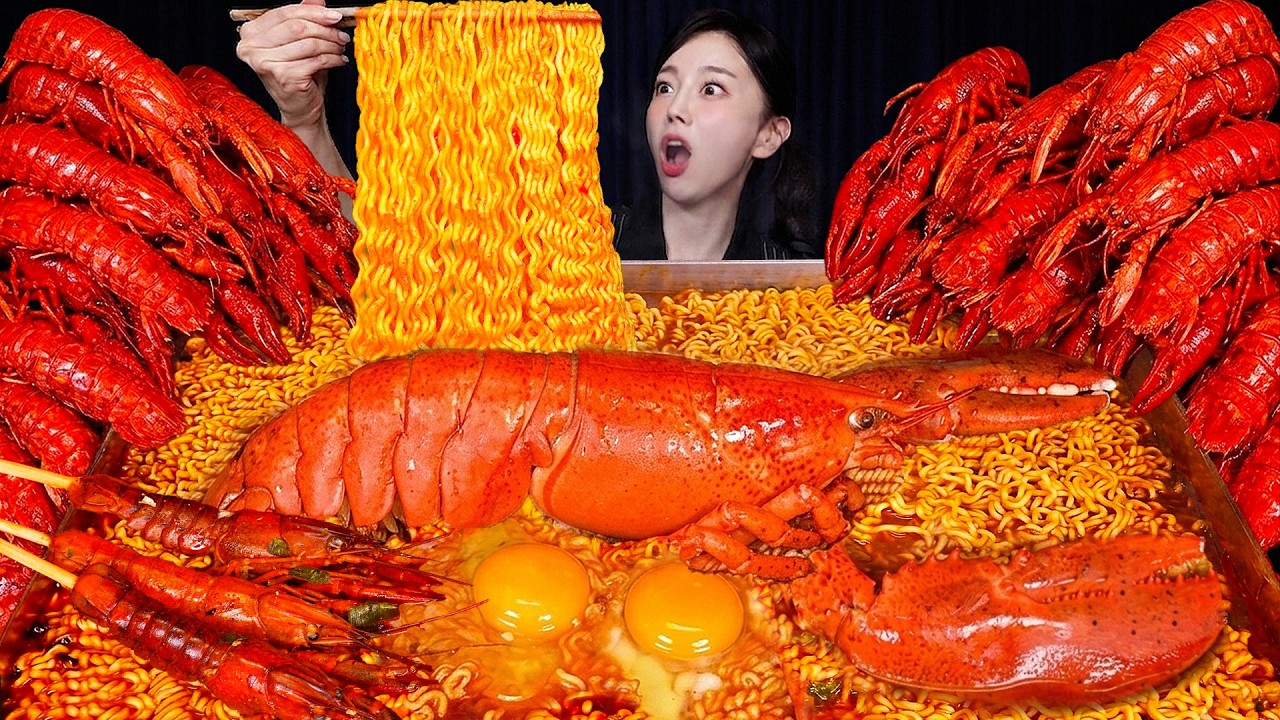🦞 대왕 랍스터 & 마라가재 열라면 🍜 먹방 Nourishing KING Lobster Spicy Ramen MUKBANG Ssoyoung ASMR