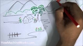 How to draw a scenery in 2 minutes