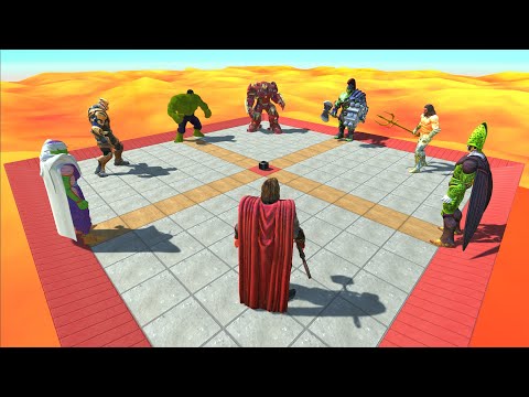 Super Hero Battle Royale Over Hot Lava - Animal Revolt Battle Simulator