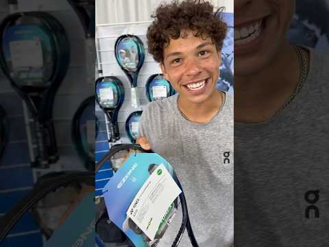 Ben shops his EZONES at TP! Poly Tour Pro 1.25 🪡 #yonex #tennis