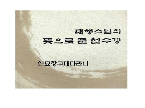 대행스님의 뜻으로 푼 천수경10(신묘장구대다라니)_청강(대원정사 주지)스님