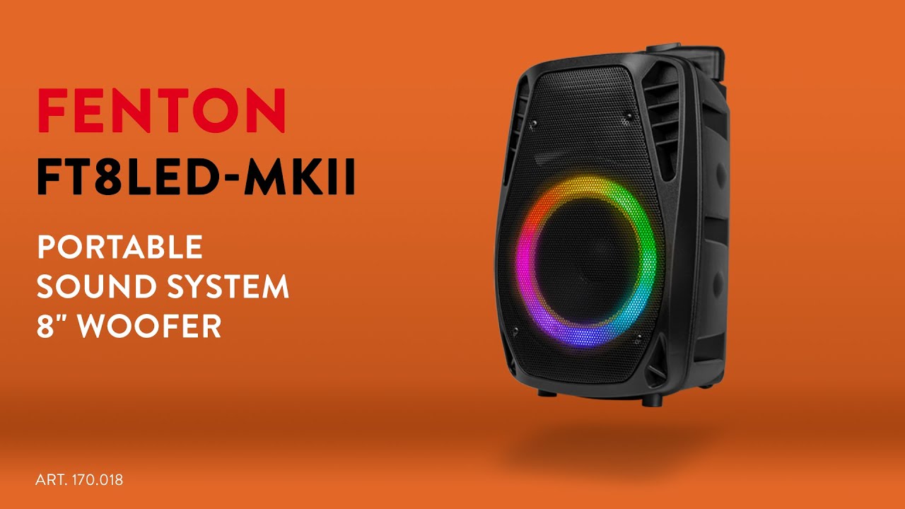 Fenton FT8LED-MK2 300W nešiojama kolonėlė su laidiniu mikrofonu