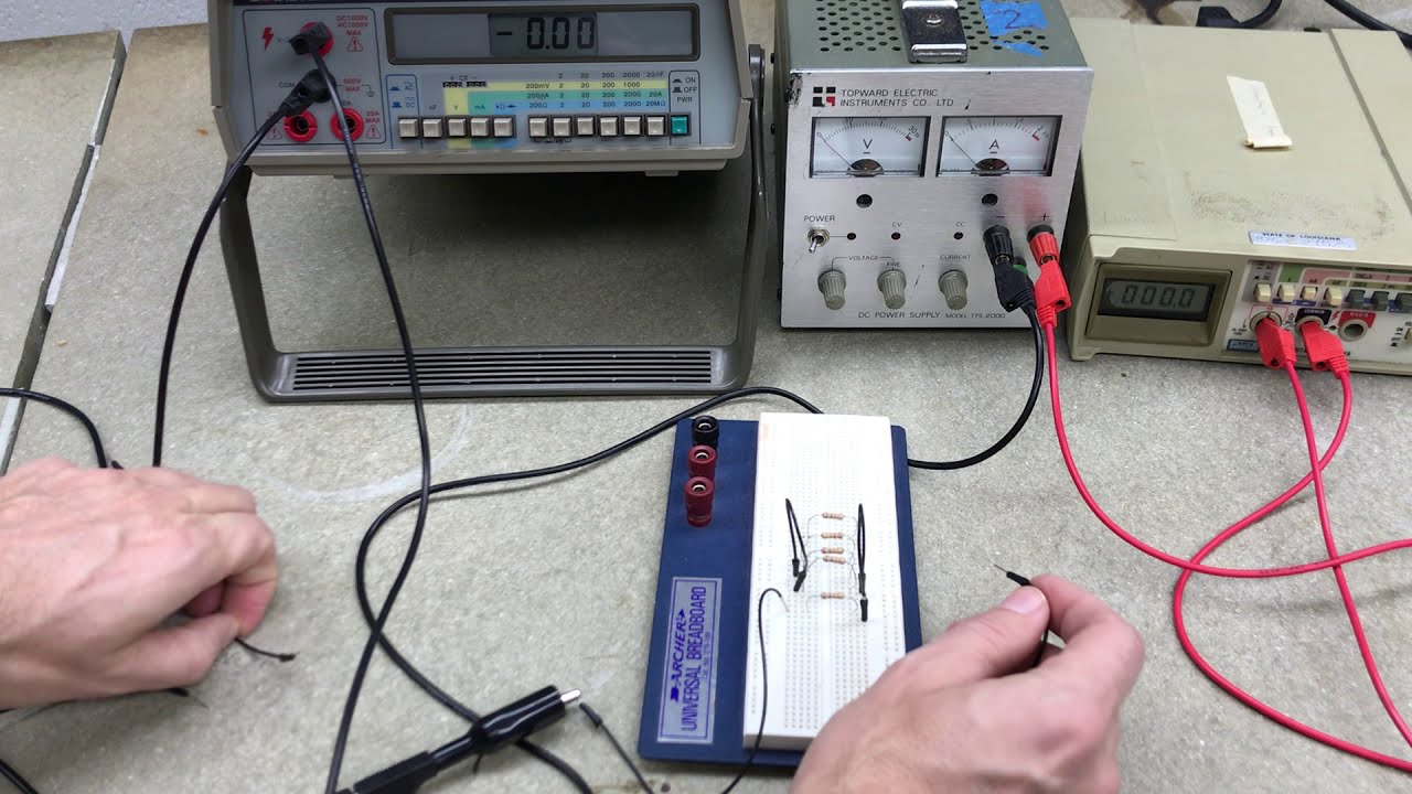 Connecting resistors in series and parallel using a breadboard