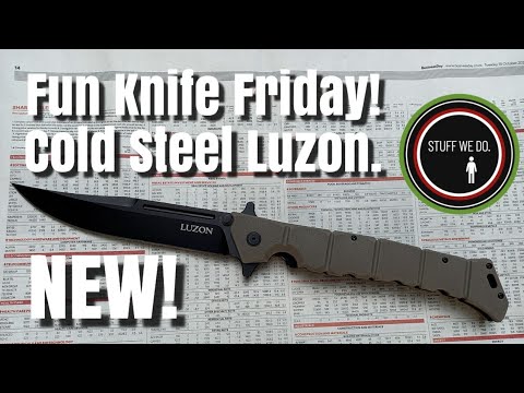 Cold Steel 20NQX-DEBK Large Luzon Flipper Knife 6" Black Clip Point Blade, FDE GFN Handles