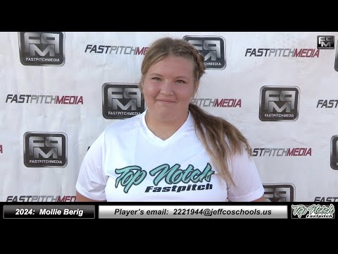 2024 Mollie Berig 4.0 GPA - First Base Softball Skills Video - Top Notch Fastpitch