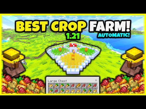 BEST CROP FARM EVER!! (AUTOMATIC!) In Minecraft Bedrock 1.21