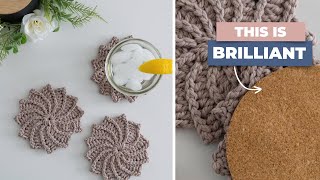 I found the BEST way to crochet coasters!