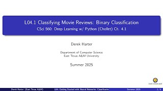 L04.1: Classifying Movie Reviews: Binary Classification