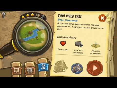 Kingdom Rush - Twin River Pass (Level 4) Iron Challenge Hard/Veteran Difficulty Walkthrough