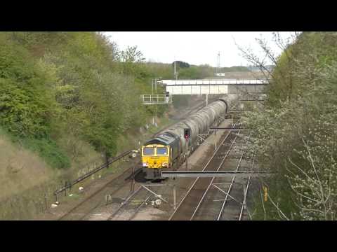 Freightliner 66617 Cement Train passing Bridge 1050 (Heworth)