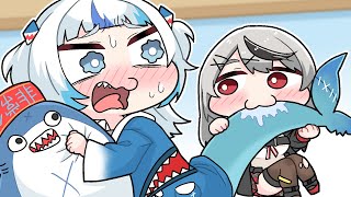 【手描き】先輩なのに後輩に捕食されてしまう がうるぐら 【こまいぬ/切り抜き/hololive】