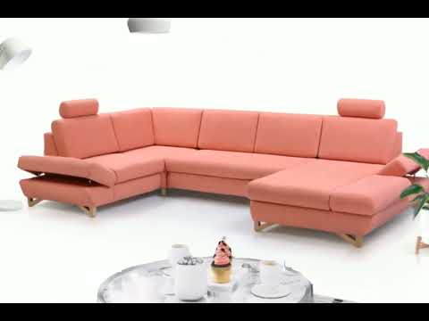 U shaped upholstered corner sofa bed with storage AVESTA