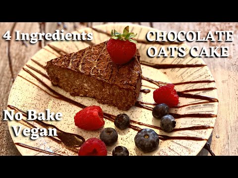 4 Ingredients Chocolate Oats Cake | Vegan, No Bake, Healthy, Quick, Simple & Tasty