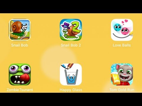 Snail Bob, Snail Bob 2, Love Balls, Zombie Tsunami, Happy Glass, Tom Gold Run [iOS] Video