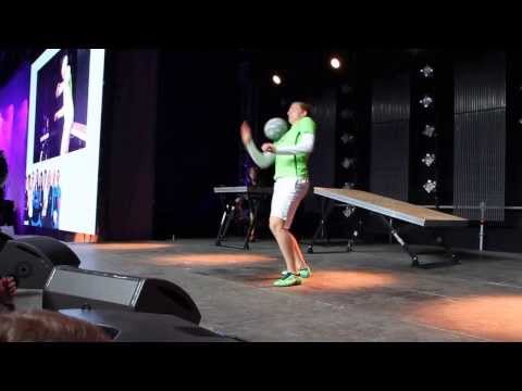 Incredible freestyle football and trial bike show