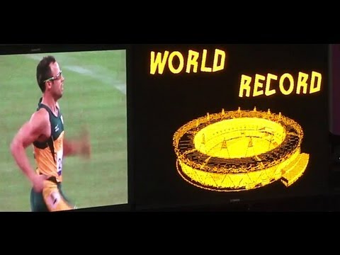 Oscar Pistorius winning gold in the Paralympic Mens T44 400m Final on 8th Sept 2012