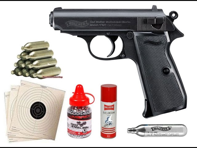 Vídeo relacionado con Pack Pistola de Aire comprimido Walther PPK/s - Arma de CO2 y balines BBS (perdigones de Acero) Full Metal <3,5J