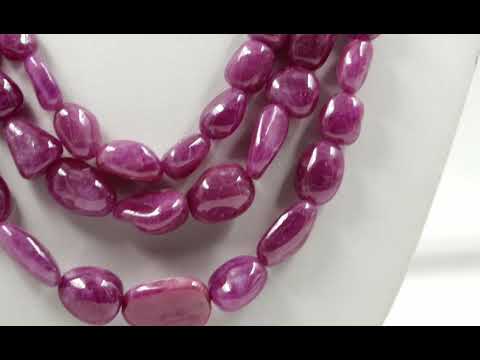 Natural Pink Ruby Gemstone Smooth Tumble Shape Stone Beads Necklace