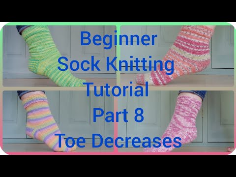 Beginner Sock Knitting Tutorial Series on 9" circular needles  Part 8 Toe Decrease