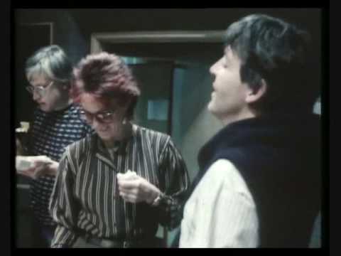 Paul McCartney and Frida Lyngstad (from ABBA) In recording studio with Phil Collins
