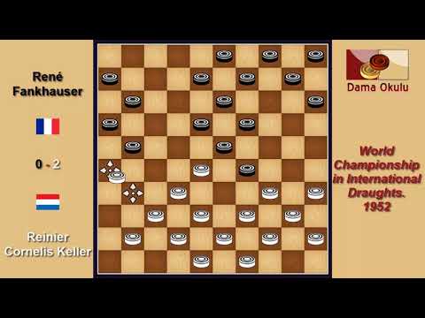 Reinier Cornelis Keller (NLD) - René Fankhauser (FRA). Draughts World Championship. 1952.