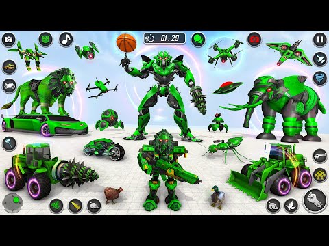 Elephant Robot Vs Lion Robot Transform War: Multi Animal Robot Car Game 2023 Android/ios - Gameplay