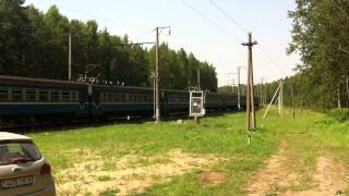preview picture of video '[БЧ] Беларуская чыгунка - Belarussian railways northbound EMU just left...'