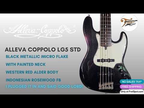 Alleva Coppolo LG5 Standard in Black Micro Flake Metallic: White Pickguard, Indonesian Rosewood Fingerboard & AC In-House 60s Pickups image 14