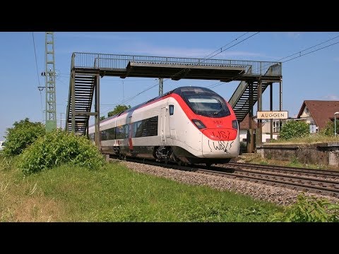 Züge am Hp Auggen (Rheintalbahn) [13.7.2018]