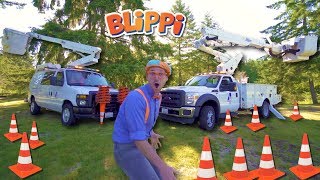 Blippi Goes Up in a Bucket Truck | Educational Machines for Kids