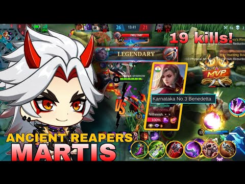 19kills + Top Global Martis Gameplay | Martis Best Build 2022 | mobile legends bang bang.