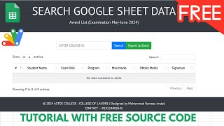 Web App Google Sheets | Search Data | Get and Displaying Data from Google Sheets | B3