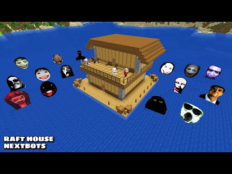 SURVIVAL RAFT HOUSE WITH 100 NEXTBOTS in Minecraft - Gameplay - Coffin Meme