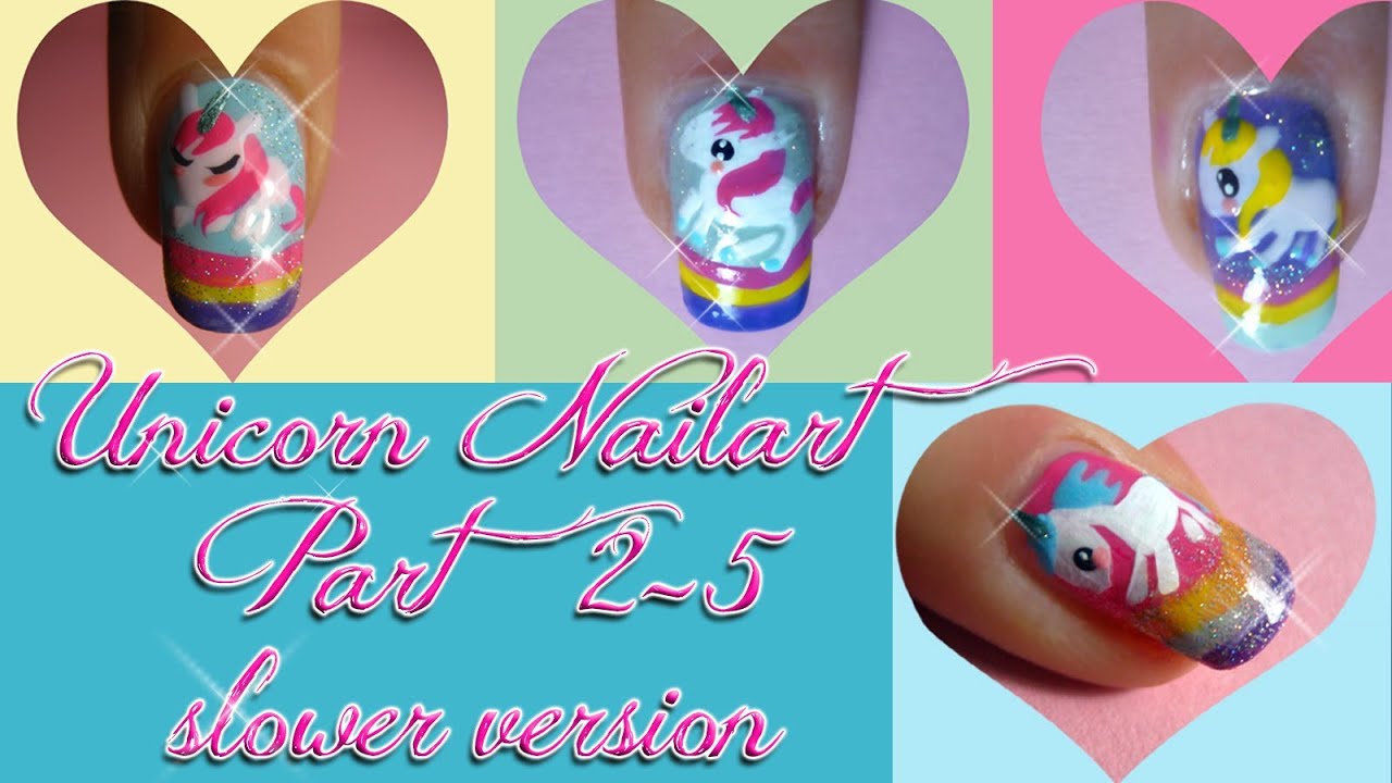 Unicorn Nailart slower version Part 2-5