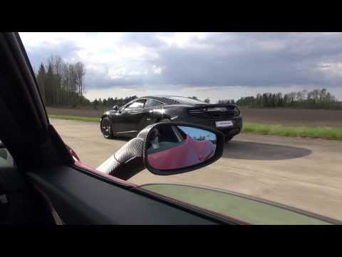 Uncut McLaren MP4-12C 625 HP vs Ferrari 458 Italia 570 HP '12 race 2