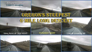Oregon steepest 6-mile long descent from Emigrants Post to Pendleton, I-84W.   2016-12-04