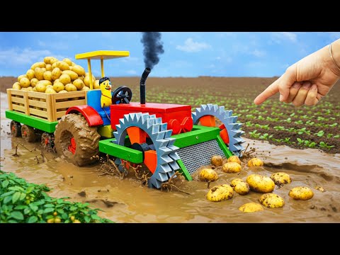 DIY Tractor Making Potato Harvester | Mini Farm Machines | HP Mini DIY Tractor