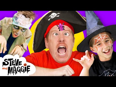 Halloween Spooky Party for Kids with Steve and Maggie | Monster Trick or Treat | Hit the Piñata