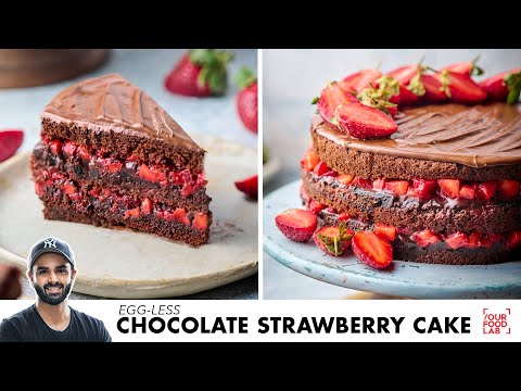 Eggless Chocolate Strawberry Cake Recipe | Eggless Chocolate Strawberry Cake | Chef Sanjyot Keer